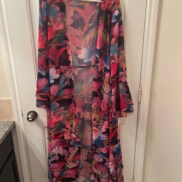 Torrid Pink and Purple Floral Swimsuit with Matching Kimono (Size 2 - 16/18) - Picture 9 of 13